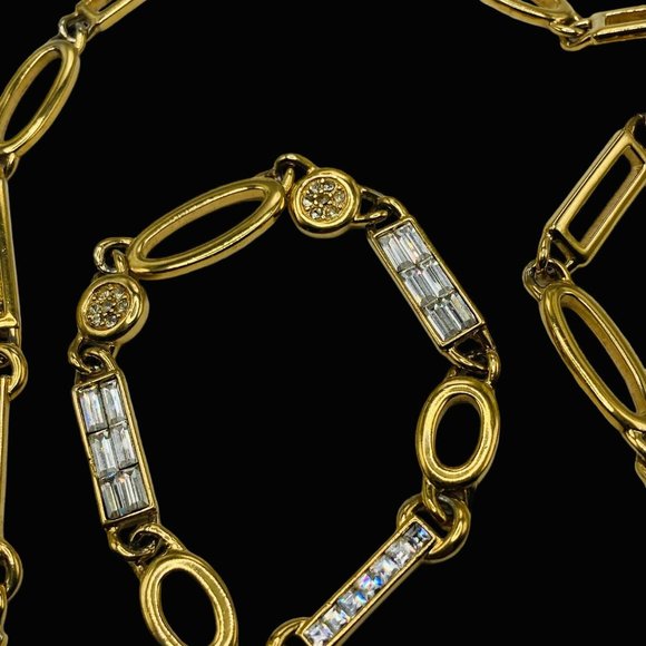 Ornate Vintage Kunio Matsumoto for Trifari Long Rhinestone Link Necklace - Picture 3 of 8
